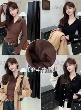 卡卡女装官方正品秋冬《美式街头》修身休闲打底薄绒连帽卫衣T恤