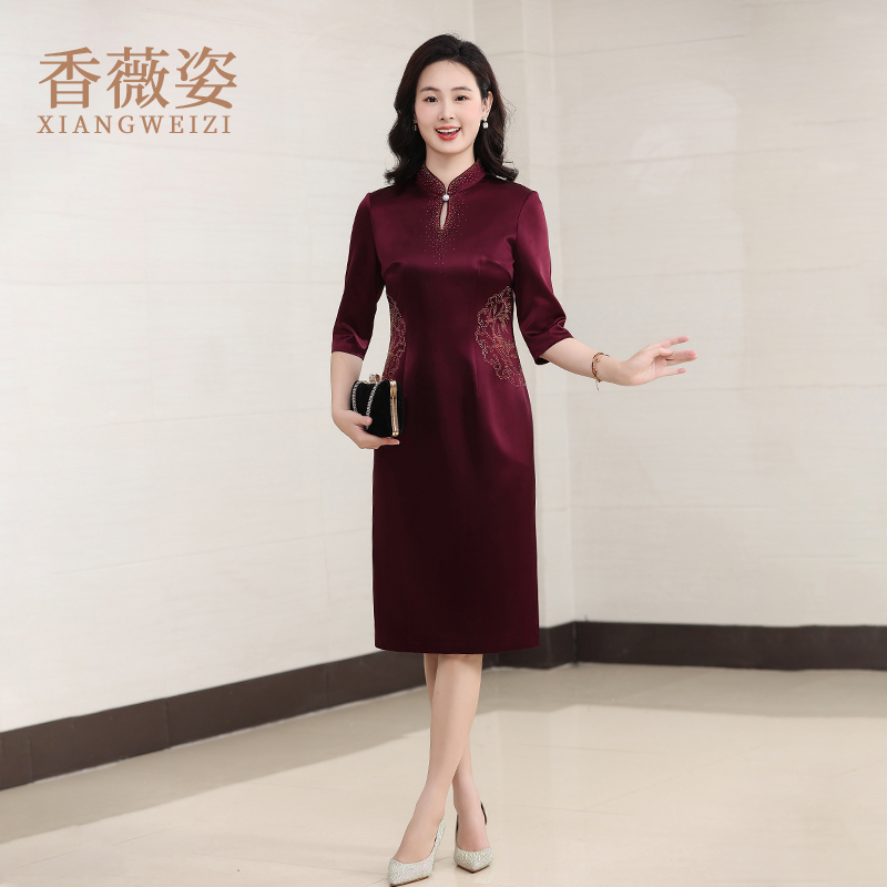 中式喜婆婆婚宴装旗袍2025新款高端春季气质妈妈婚宴礼服平时可穿