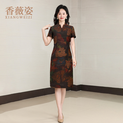 香薇姿桑蚕丝香云纱连衣裙女夏