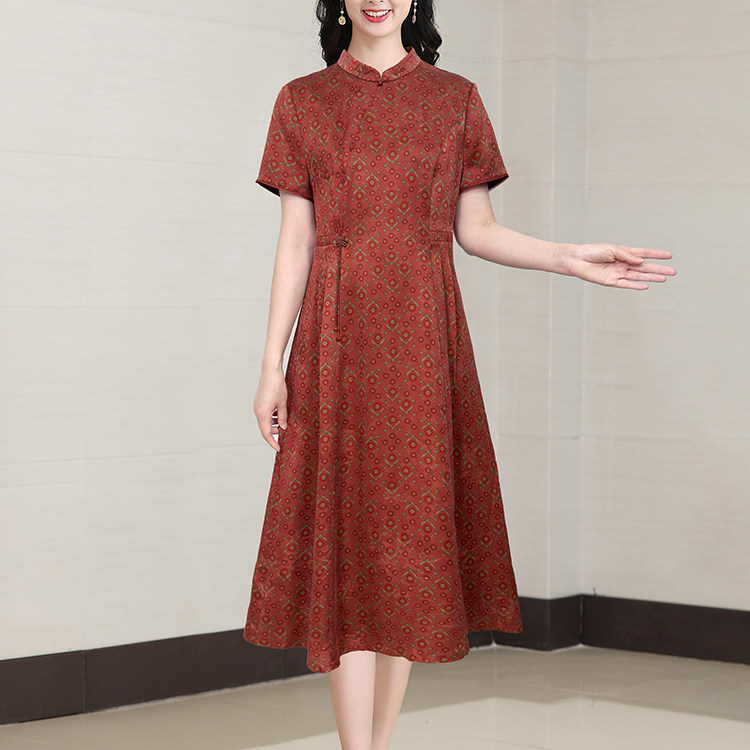 花萝香云纱真丝连衣裙女夏2025新款新中式改良旗袍碎花桑蚕丝裙子