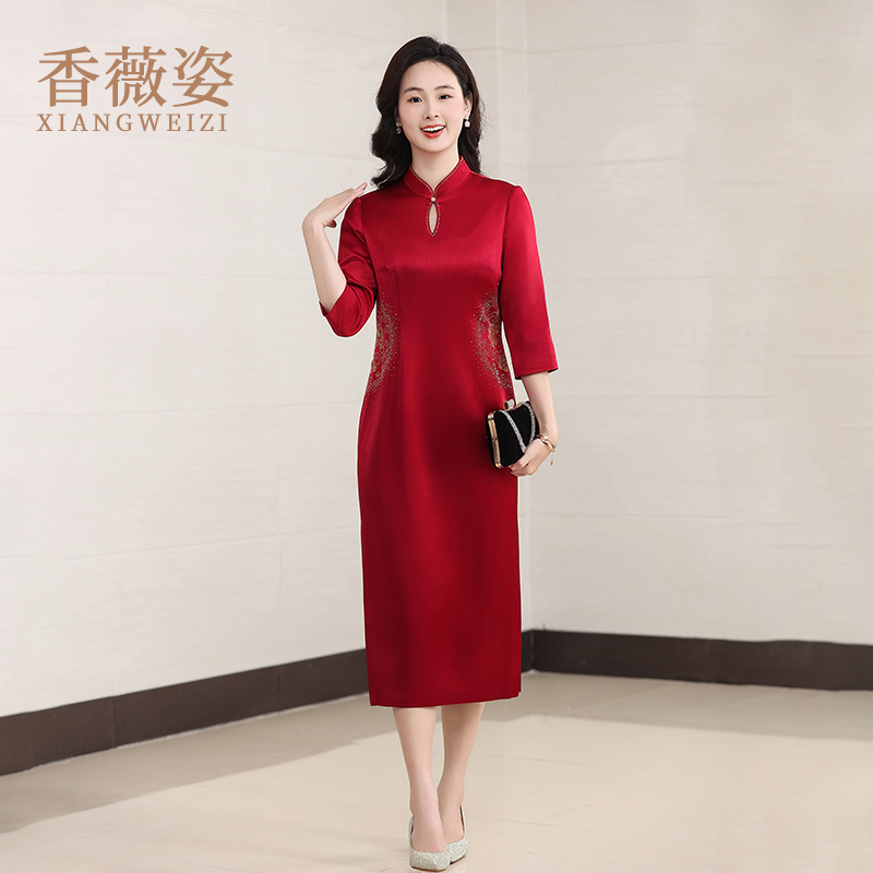 香薇姿古典中长款五分袖礼服喜庆