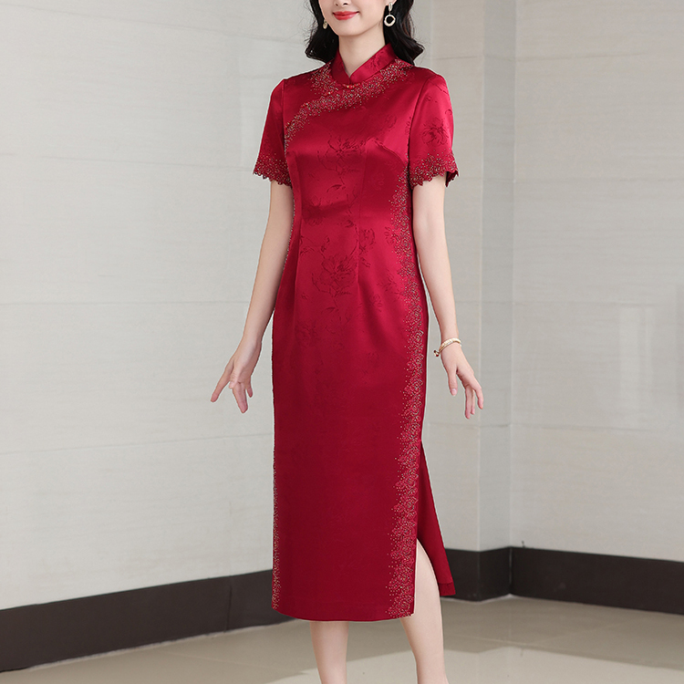 香薇姿夏季喜婆婆婚宴装红色旗袍