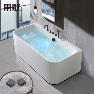 果敢家用轻奢方形双人恒温薄边加厚独立式1.3-1.8米337深泡浴缸盆