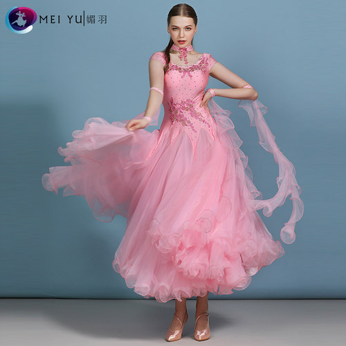 媚羽成人短袖摩登舞裙演出服舞裙