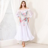 媚羽 伦敦美神MY909印花摩登舞裙连衣裙国标舞交谊舞华尔兹舞服