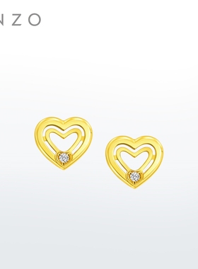 新款enzo 浪漫镂空爱心基础百搭款 18K金钻石耳钉女新年礼物