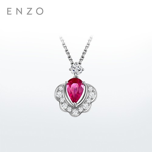 enzo18K金红宝石钻石项链