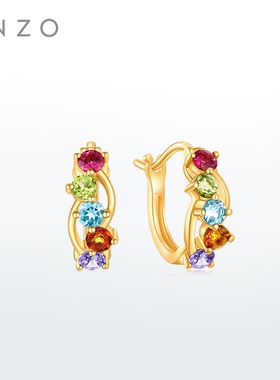 ENZO「彩虹系列」18K金多彩宝石耳环女EZV8890节日礼物