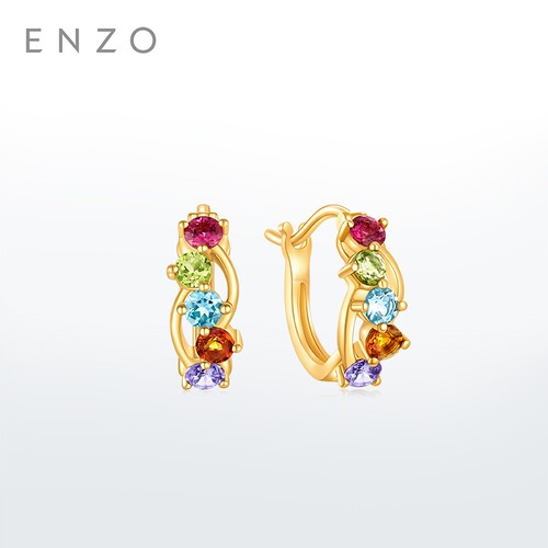 enzo彩虹系列18K金多彩宝石耳环