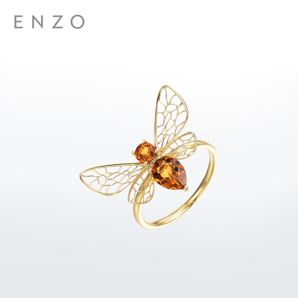 ENZO蜜蜂戒指18K镶金黄晶钻石