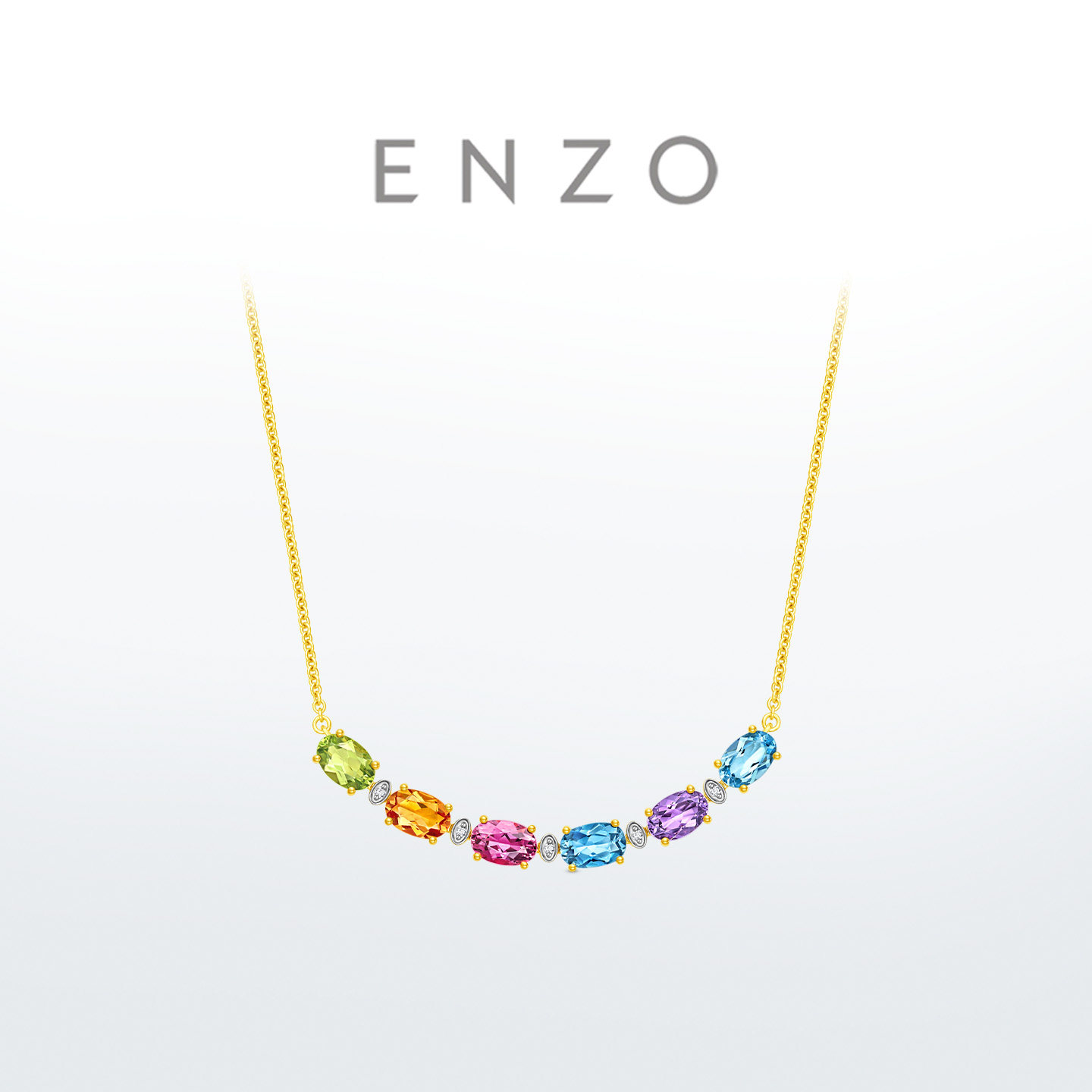 ENZO彩虹誓约多巴胺18K金多彩宝石钻石项链女EZV9158