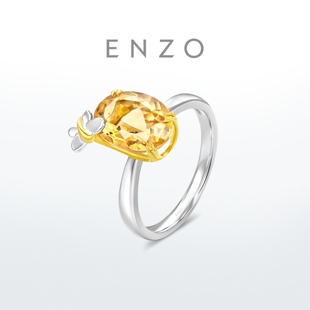 新款ENZO 蝴蝶戒指 18K金镶黄晶戒指女EZV7590新年礼物