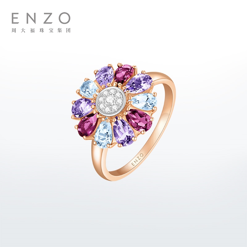 enzo18K金多彩宝石钻石戒指
