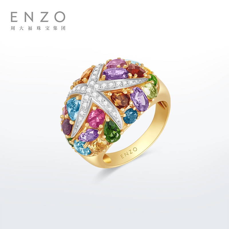 ENZO18K金多彩宝石钻石戒指
