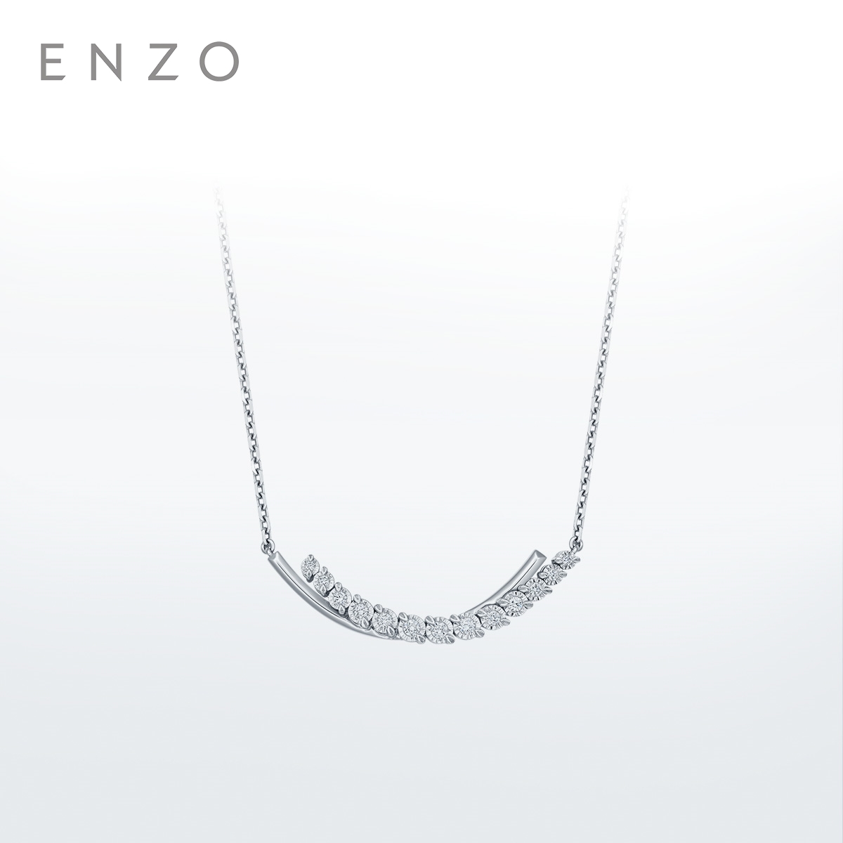 enzo18K金微笑钻石项链女