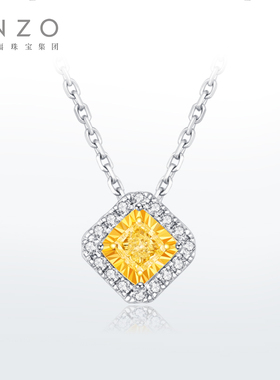 ENZO「商场同款」18K金镶方形黄钻钻石项链女 EZU2748新年礼物