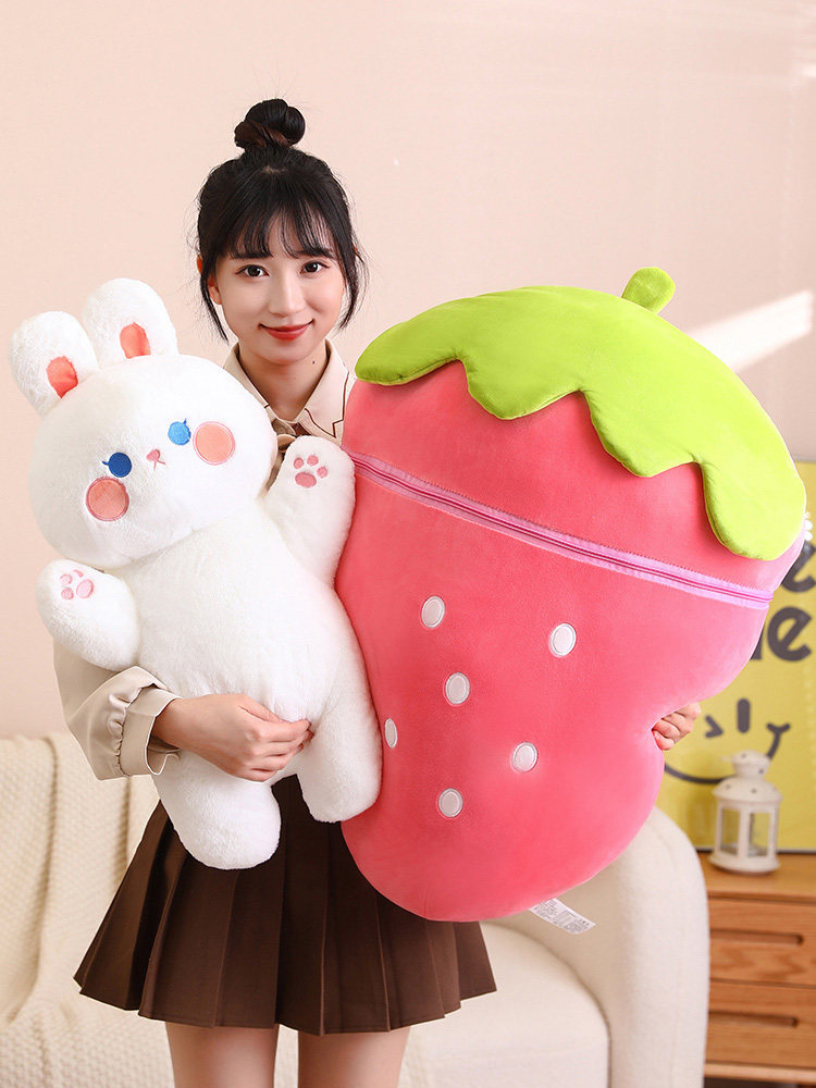 딸기 토끼 베개 어린 소녀 인형 플러시 장난감 어린이 생일 선물 헝겊 인형 소녀 돼지 인형