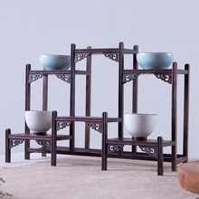 实木茶杯架子鸡翅木博古架红木小型新中式桌面收纳置物普洱茶壶架