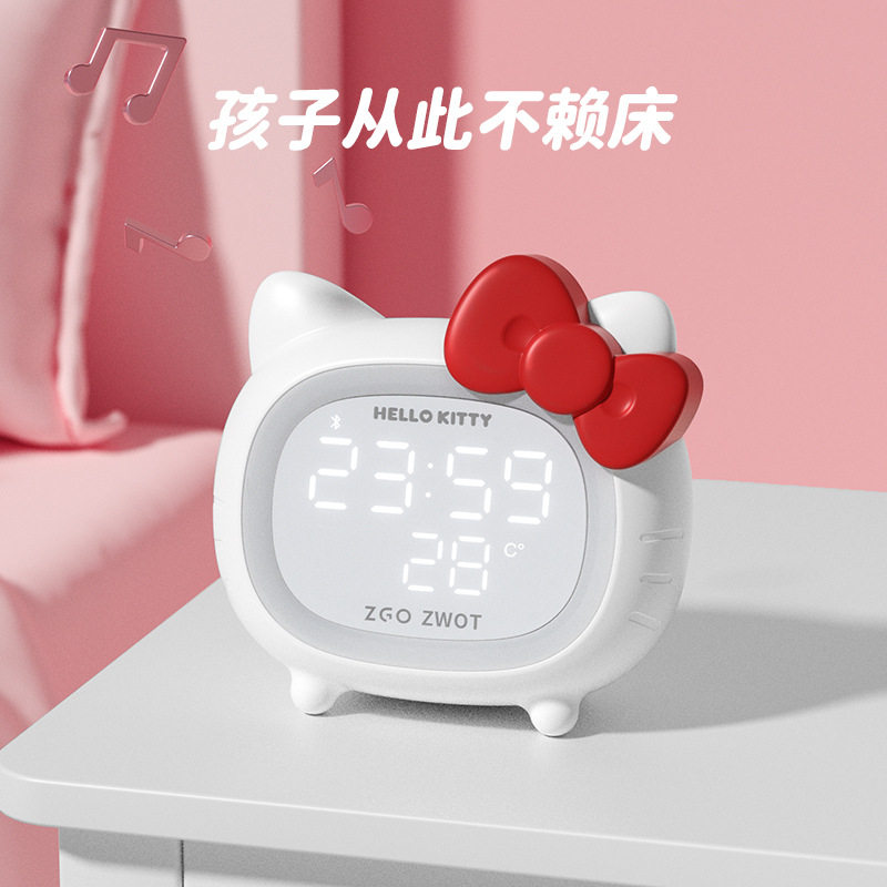 ZHENGGANG SANRIO 블루투스 스피커 헬로 키티 어린이 스마트 알람 시계 LED 분위기 조명 다기능 KT 고양이 스피커