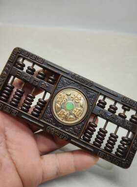 黄铜招财进宝时来运转算盘摆件实心招财客厅办公室装饰品开业摆件