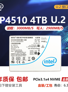 Intel/英特尔P4510 8T 4T 2T 1T企业级U.2服务器电脑固态硬盘PCIE