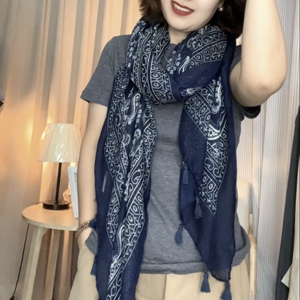 复古民族腰果旅行防晒棉麻百搭薄款披肩保暖丝巾围巾文艺流苏纱巾