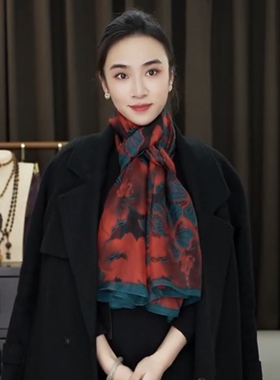欧丝绣春印花女士丝巾