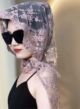 蕾丝帽防晒韩版女春夏丝巾帽