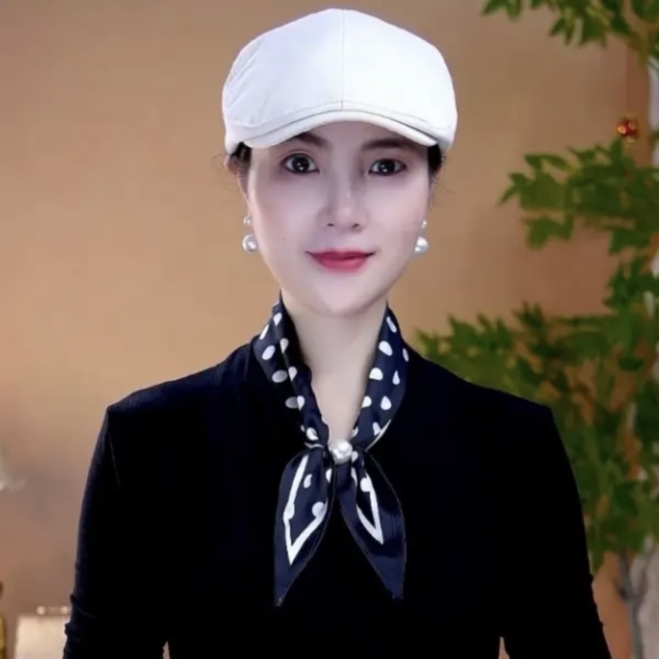 【冰丝缎珠珠蝴蝶结小丝巾】时尚百搭吸扣丝巾懒人围巾气质时尚潮