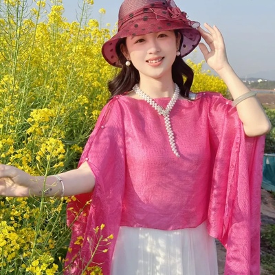 【围奕】西丽纱夏季爆款纯色披肩外搭百搭套头丝巾旅游度假防晒