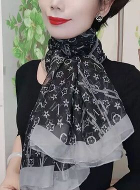 新款女士优柔纱超大薄款防晒围脖