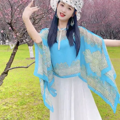 春夏印花韩版女防晒遮阳披肩围巾