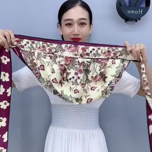 春夏新款双层双面缎面丝巾帽防晒头巾帽子飘带气质包头帽菲灵同款