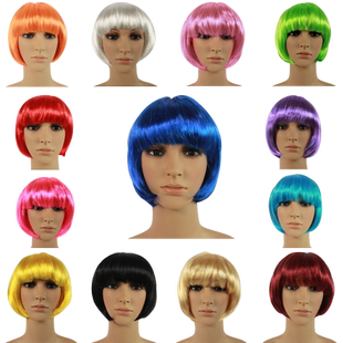 假发儿童成人搞怪彩色头发搞笑妹妹头短发表演头套道具学生BOBO发
