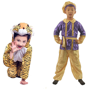 儿童节舞台剧课本剧武松打虎舞台表演服儿童老虎大树小二演出服装