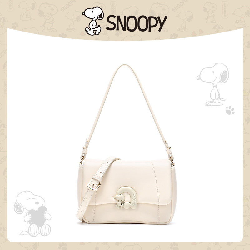 Snoopy/史努比包包女新款纯色简约百搭温柔女生豆腐包单肩斜挎包