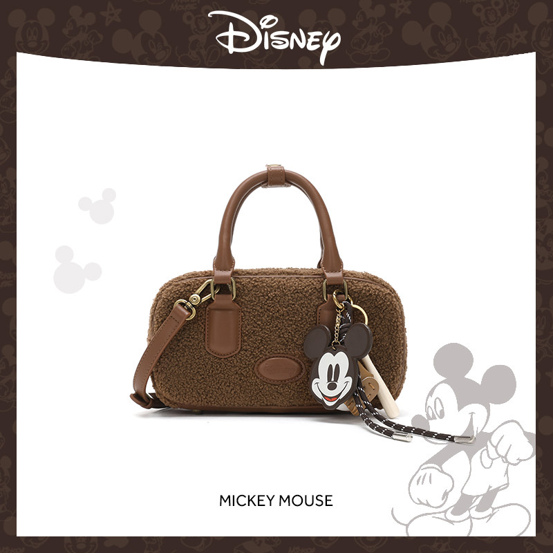 Disney/迪士尼【松栗奶芙】羊羔毛绒绒包包手拎斜挎保龄球包