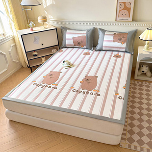 夏季A类儿童卡通条纹凉感床单席子冰丝凉席冰丝席软凉席可机洗1.5
