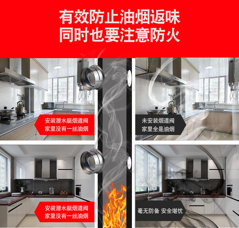 潜阀艇防烟宝排油烟气不锈钢烟道防火抽回阀单向水止油烟机止逆阀