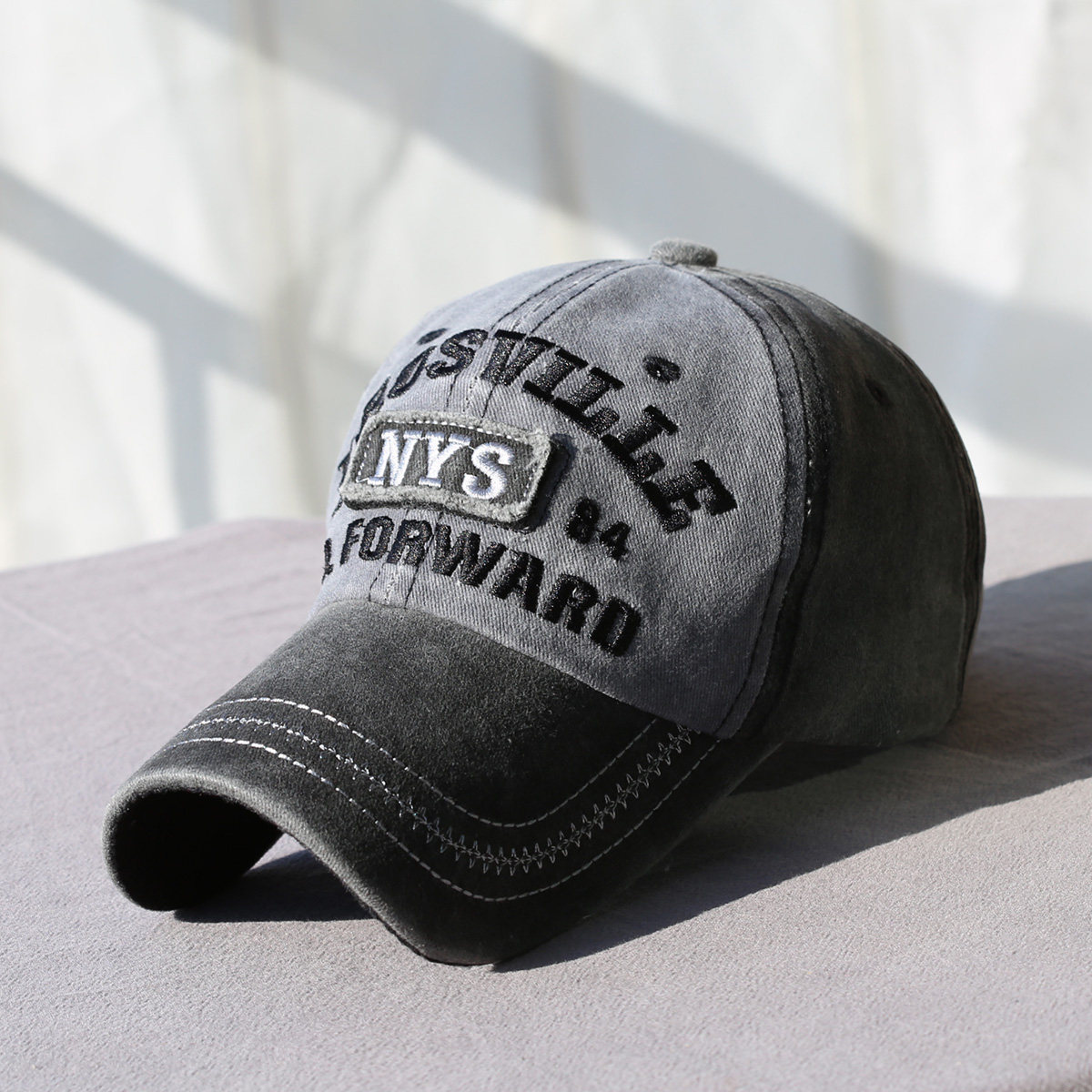 水洗牛仔布帽子女春夏弯檐遮阳帽男韩版情侣棒球帽字母刺绣鸭舌帽