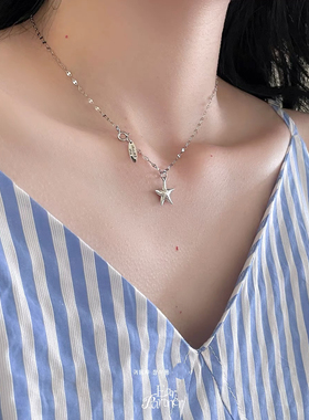 海星吊坠项链女款高级感轻奢小众气质温柔锁骨链颈链纯银配饰品夏