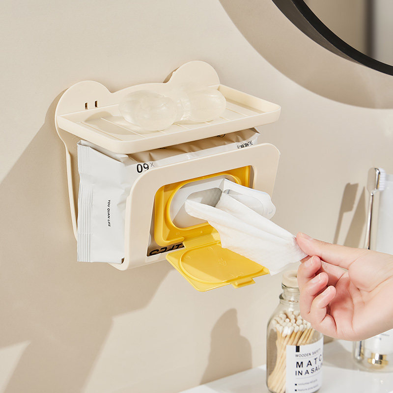 壁挂纸巾盒湿巾收纳盒免打孔卫生间湿厕纸放置盒卫生纸香皂置物架