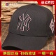 韩国mlb棒球帽黑色粉边刺修NY帽子硬顶大标LA鸭舌帽网红明星春夏