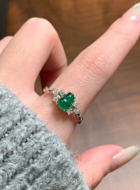 天然翡翠葫芦纯银戒指女