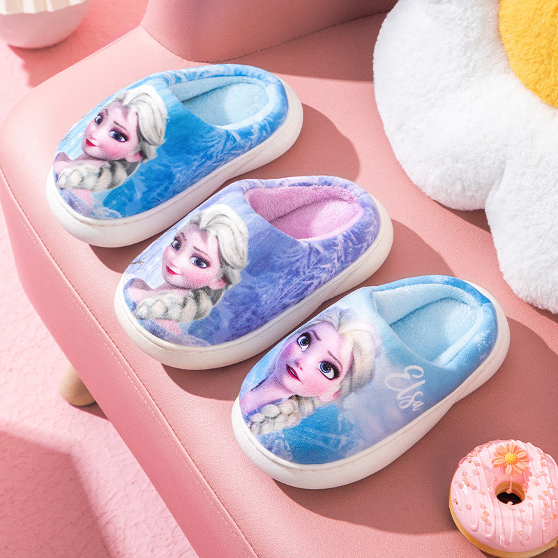 冰雪奇缘卡通女童棉拖鞋正品防滑