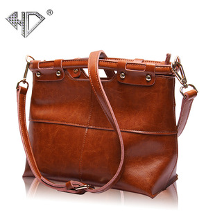 2025新款欧美复古箱包皮具纯色托特包真皮复古女士斜挎包