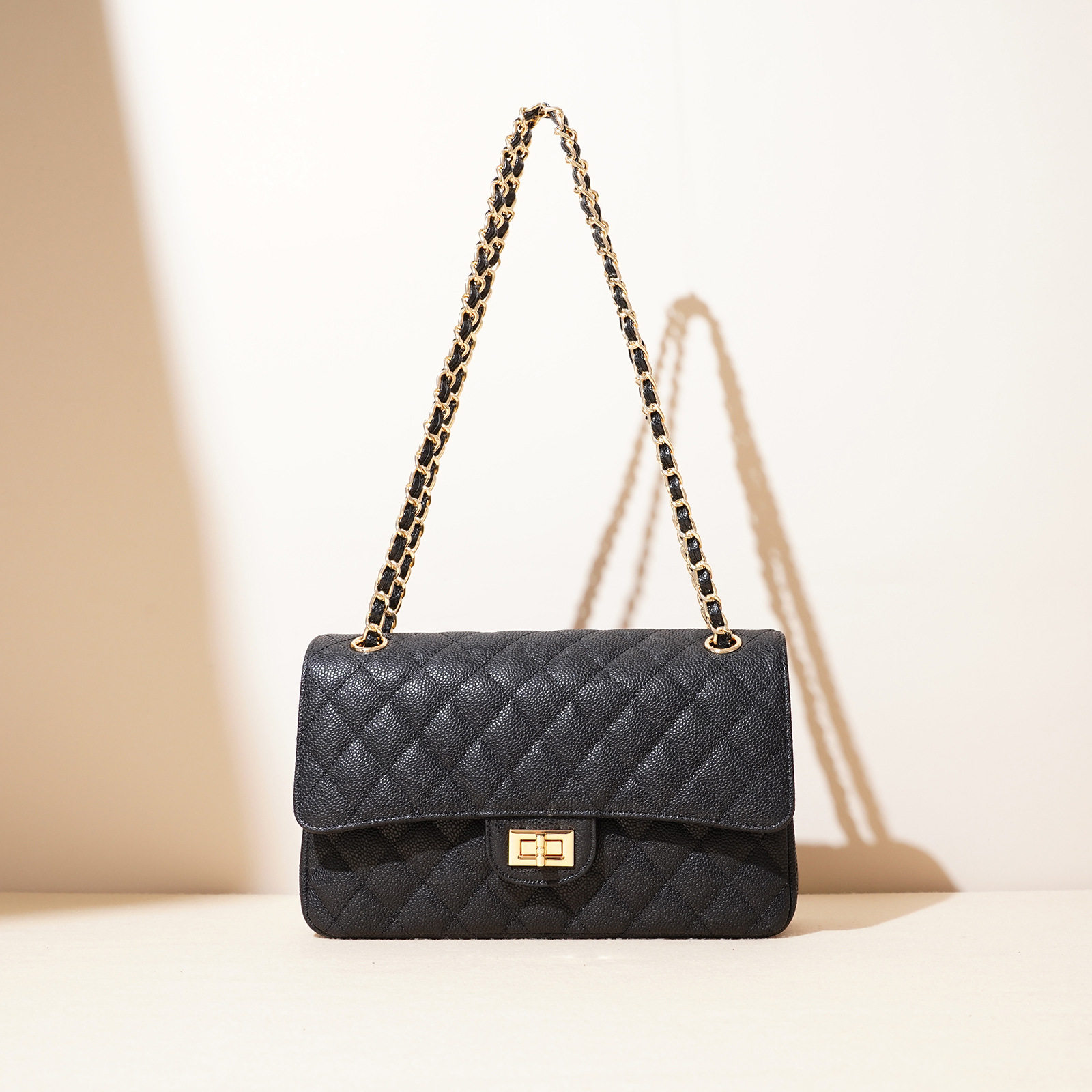 小香风链条包真皮鱼子酱菱格腋下包女新款高级感经典单肩斜挎方包,箱包皮具/热销女包/男包,腋下包,淘宝优惠券,粉丝福利购,淘宝优惠卷