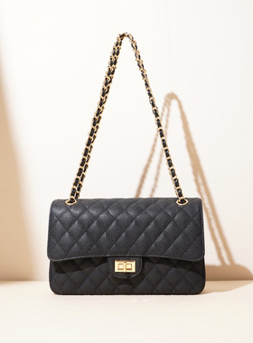 小香风链条包真皮鱼子酱菱格腋下包女新款高级感经典单肩斜挎方包