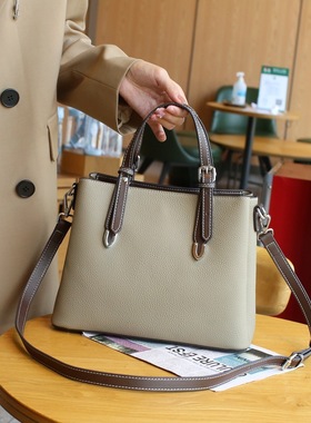 时尚高级感托特包大容量斜挎包潮流新款togo纹头层牛皮手提包8706