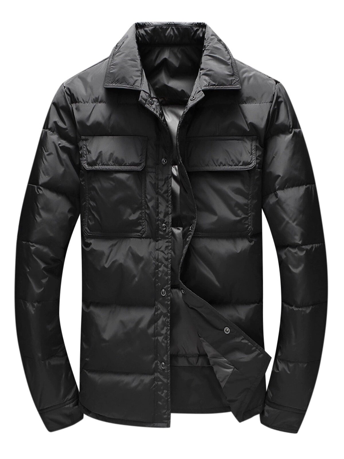 2024 WINTER NEW SHIRT COLLAR DOWN JACKET MENS KOREAN VERSION OF WARM CASUAL WHITE DUCK DOWN LIGHT AND LIGHT PLUS-SIZE JACKET TIDE